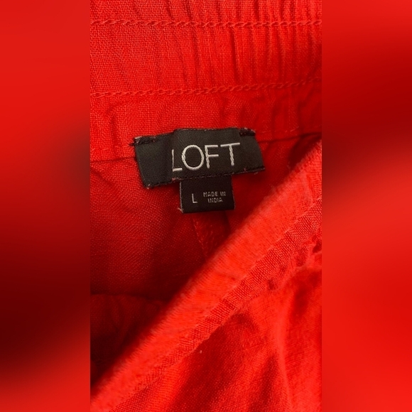 LOFT Linen Blend Embroidered Drawstring Waist Casual Shorts Size L - Picture 8 of 8